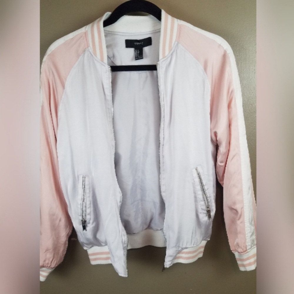 Forever 21 pink & white Y2K bomber jacket- small - Picture 2 of 8